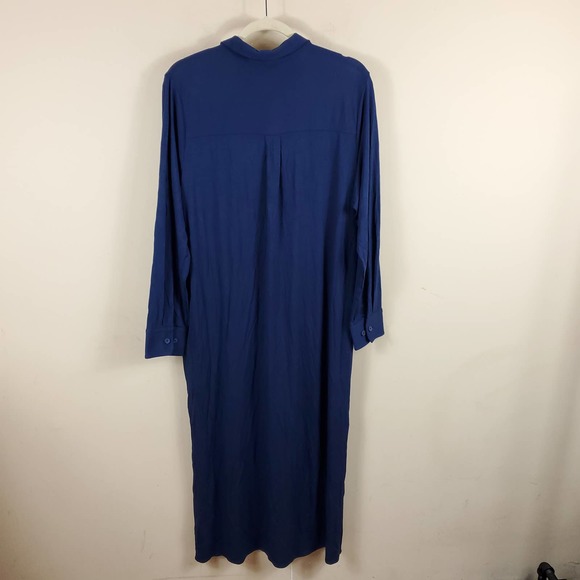 Universal Standard Sally Liquid Jersey Shirt Dress in Blue Size 10/12 - Picture 8 of 11